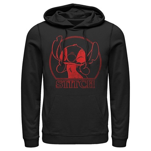 Men's Lilo & Stitch Smiling Big In Red Pull Over Hoodie - Black - Small :  Target