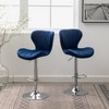 Roundhill Furniture Ellston Upholstered Adjustable Swivel Barstools in Blue, Set of 2 - 2 of 4