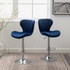 Roundhill Furniture Ellston Upholstered Adjustable Swivel Barstools in Blue, Set of 2 - image 2 of 4