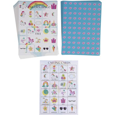 Juvale 36-Set Unicorn Bingo Game for Kids Themed Party Supplies, 2 to 36 Multi-Player