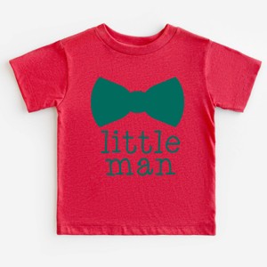 The Juniper Shop Little Man Bow Tie Toddler Short Sleeve Tee - 3T - Heather Red - 1 of 4