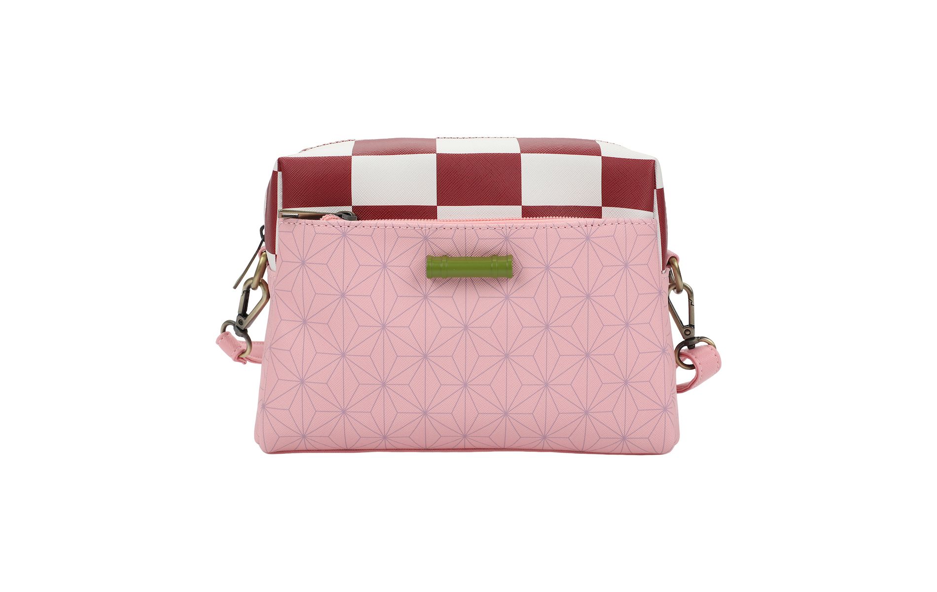 Demon Slayer Nezuko Metal Badge Women's Pink Crossbody Handbag