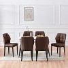 Bekrvio Mid Century Modern Dining Chairs, Upholstered Leather Armless Chairs with Checkered Pattern Back, for Kitchen & Dining Room - 4 of 4