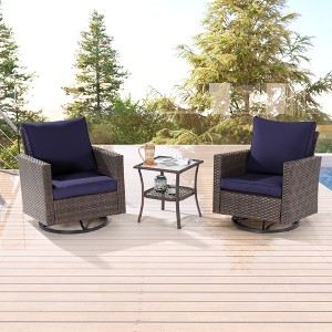 Sonkuki 3-Piece Patio Chair Set Swivel Rocking Chair Set Side Table Suiting Backyard, Poolside and Patio - 1 of 4