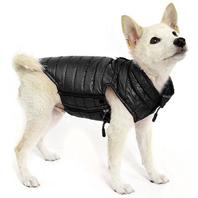 Gooby Water Resistant Puffer Vest with Side Zipper Closure for Small Dogs, Black, Large