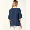 Allegra K Women's Lace Trim Ruched Comfy Summer 1/2 Sleeve V Neck Shirt - 4 of 4