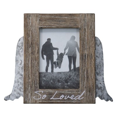 White Angel Winged 4x6 Inch "So Loved" Wood Decorative Picture Frame - Foreside Home & Garden
