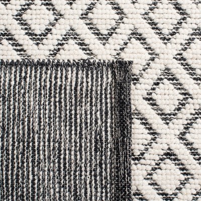 Vermont Square Hand-Knotted Wool Area Rug in Black and Ivory