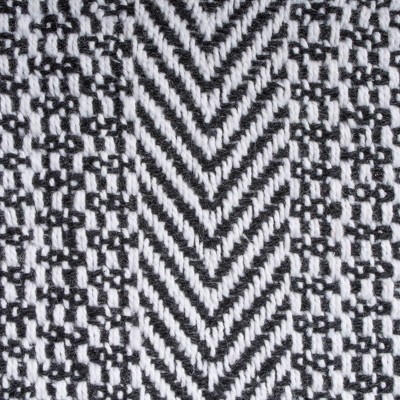 Chic Herringbone Stripe Cotton Throw with Sherpa Backing, 50"x60" - Black