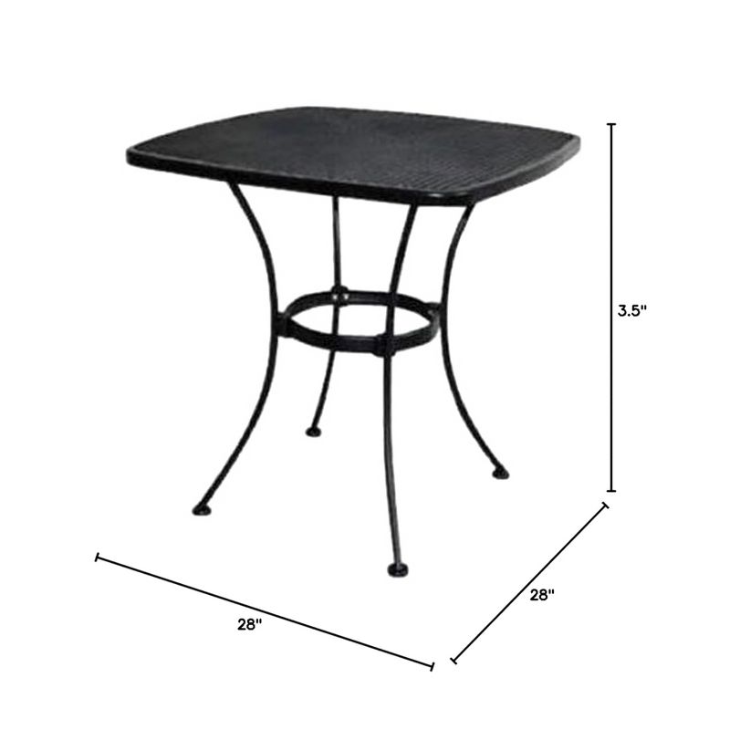 Woodard Uptown Sleek Contemporary 28 Inch Outdoor Steel Mesh Square Top Bistro Style Patio Dining Table with Tapered Legs, Black, 5 of 7