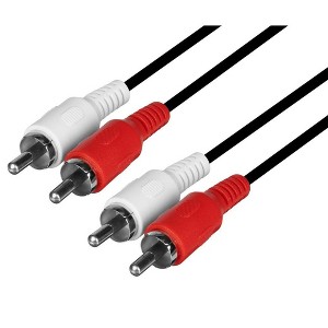 Monoprice Two-Channel Cable - 6 Feet - Black | 28AWG, with Red and White 2 RCA Plug/2 RCA Plug Male/Male - 1 of 4