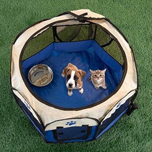 PETMAKER M320281 26.5 x 17 in. Pop-Up Pet Playpen with Carrying Case44; Blue - 1 of 1