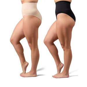 Memoi 2 Pair Women's Full Coverage High Waisted Shaping Briefs - 1 of 4