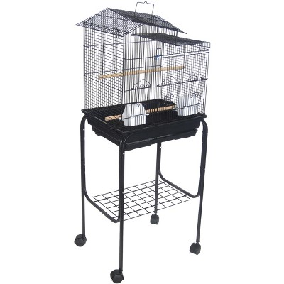 YML 5894 3/8 inches Bar Spacing Villa Top Bird Cage with Stand 18 inches x 14 inches /Small Black