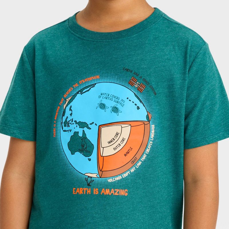 Boys' Short Sleeve 'Earth is Amazing' Graphic T-Shirt - Cat & Jack™ Dark Teal Green, 2 of 4