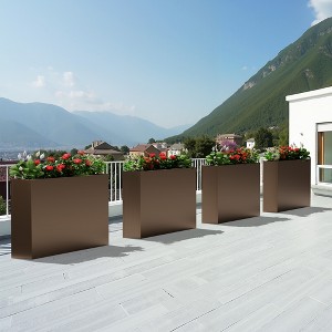 Wooakway 9"H*36"W*9"D Metal Planter Box with Drainage Holes Garden Bed for Garden Yard Balcony Planter Pot Plants Vegetables - 1 of 4