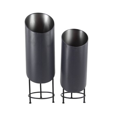 Set of 2 Modern Metal Plant Stands Black - Olivia & May