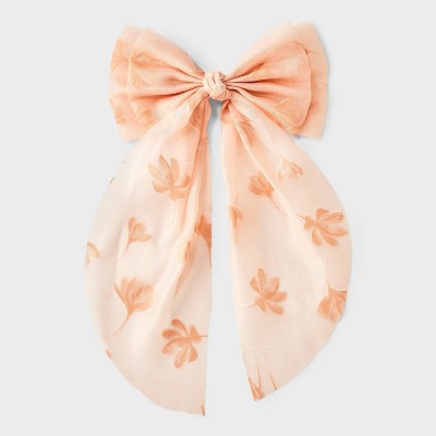 Chiffon Floral Double Bow Hair Barrette - A New Day™