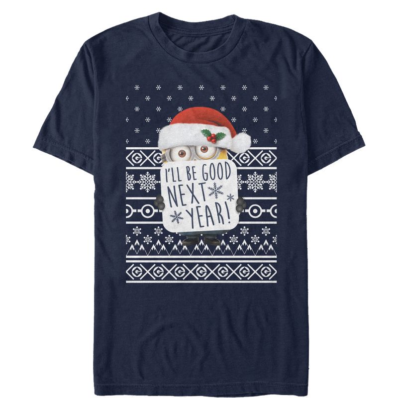 Men's Despicable Me Christmas Good Minion T-Shirt, 1 of 5
