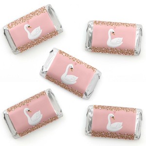 Big Dot of Happiness Swan Soiree - Mini Candy Bar Wrapper Stickers - White Swan Baby Shower or Birthday Party Small Favors - 40 Count - 1 of 4