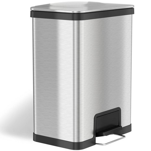 Itouchless Step Pedal Kitchen Trash Can With Absorbx Odor Filter 13 Gallon  Rectangular Stainless Steel : Target