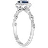 Pompeii3 3/4ct Oval Blue Sapphire Diamond Halo Vintage Engagement Ring 14K White Gold - 2 of 4