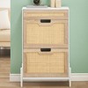 Shoe Storage Cabinet with 2 Flip Drawers, Natural Rattan Shoe Organizer with Metal Legs and Adjustable Shelf - 3 of 4