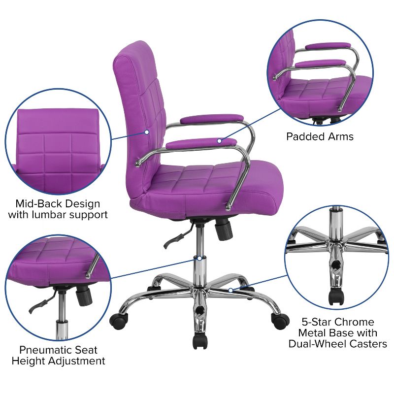 Emma and Oliver Mid-Back Vinyl Executive Swivel Office Chair with Chrome Base and Arms, 3 of 12