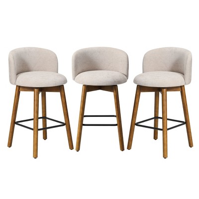 WestinTrends Soho Modern Chenille Upholstered 26" Counter Height Swivel Bar Stools (Set of 3)