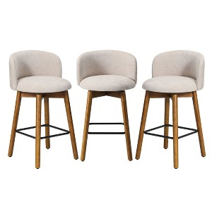 WestinTrends Soho Modern Chenille Upholstered 26" Counter Height Swivel Bar Stools (Set of 3) - 1 of 4