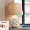Possini Euro Design Cosgrove Modern Mid Century Table Lamp 26 1/2" High White Glazed Ceramic with Table Top Dimmer Light Brown Linen Drum for Bedroom - 2 of 4