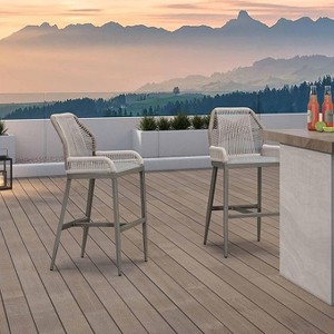 PURPLE LEAF 2 Pieces Bar Stools Patio Modern Rattan Barstools Aluminum Woven Tall Bar Chairs with Cushions for Outdoor Kitchen Island Garden - 1 of 1