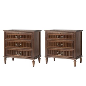 Herlinda 3-Drawer Nightstand with Built-In Outlet Set of 2|ARTFUL LIVING DESIGNS - 1 of 4