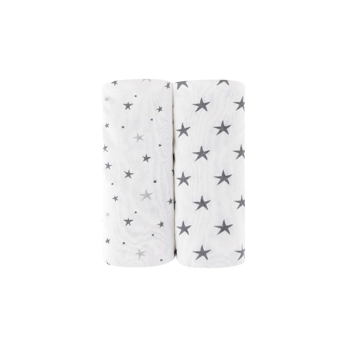 Ely's & Co. Baby Fitted Waterproof Sheet Set  100% Combed Jersey Cotton Grey Stars 2 Pack - thumbnail 2