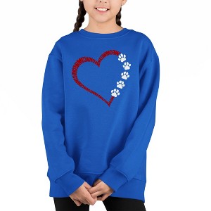 LA Pop Art Meow Heart - Girl's Word Art Crewneck Sweatshirt - 1 of 4