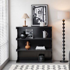 4-Tier Mid-Century Floor Bookshelf, Rustic Open Bookcase & Display Storage Organizer for Living Room, Bedroom, or Office - 1 of 4