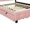 Okak Queen Elegant Platform Bed Frame with Upholstered and LED Frame No Box Spring Needed Linen Fabric Bed with Twin XL Trundle & 2 Drawers, Pink - 3 of 4