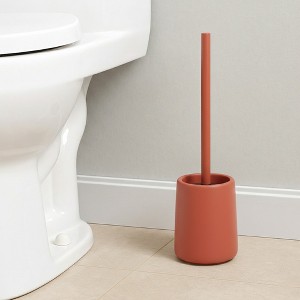 Evideco French Home Goods Terracotta Stoneware Toilet Bowl Brush and Holder - Unique and Rustic Round Shape for Efficient and Effective Cleaning - 1 of 4