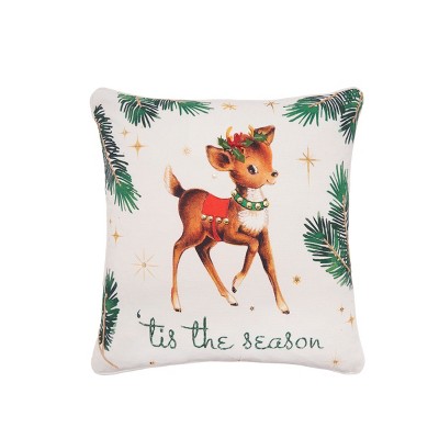 C&F Home Vintage Reindeer Throw Pillow, 18" x 18"