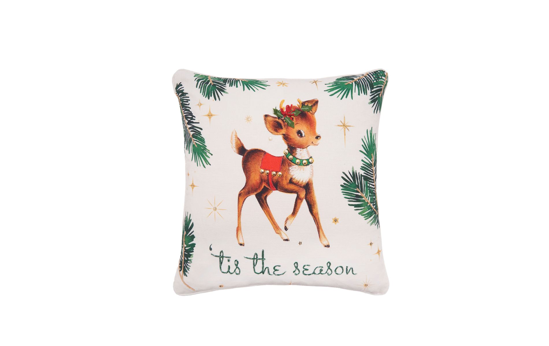 C&F Home Vintage Reindeer Throw Pillow, 18" x 18"