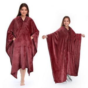 Tirrinia Women Wearable Blanket Cape Plush Fleece Throw Wrap Cover Indoors or Outdoors , 55x80 Inches - 1 of 4
