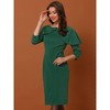 Allegra K Women's 3/4 Sleeve Midi High Waist Bow Tie Neck Invisible Zipper Solid Evening Gowns Dress - 3 of 4