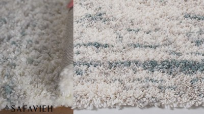 Ivory and Teal Hand-knotted Shag Area Rug 2'3" x 4'
