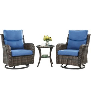 Buenhomino 3 Pieces Patio Bistro Set Outdoor Swivel Rocker Patio Chairs with Side Table Patio Furniture for Deck Porch Garden Balcony Poolside - 1 of 4