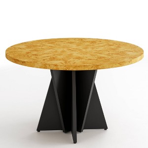 WOWLIVE Round Wood Dining Table for 4-6 People, 47.2" Farmhouse Kitchen Table with Cross Pedestal Base, Living Room Dining Room Tables - 1 of 4