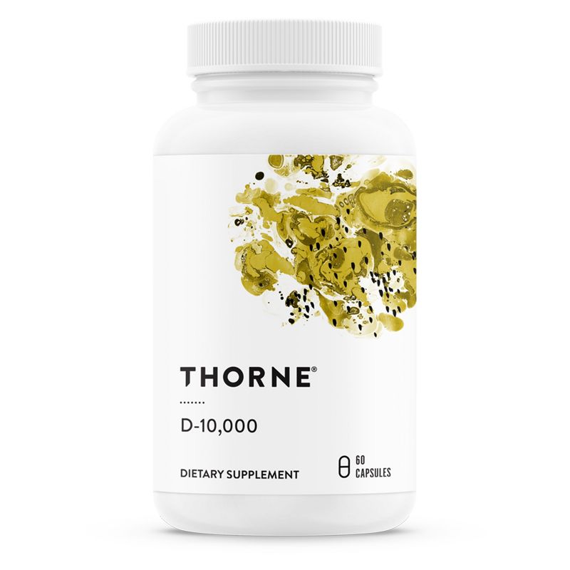 Thorne Vitamin D-10,000 - Vitamin D3 Supplement - 10,000 IU - Support Healthy Teeth, Bones, Muscles, Cardiovascular, and Immune Function - 60 Capsules, 1 of 7