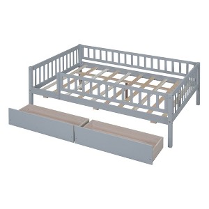 NicBex Full Size Daybed, Wooden Day Bed with 2 Drawers, Sofa Bed Frame with Fence Guardrails - 1 of 4