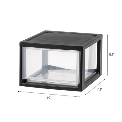 Sleek Black 14.5Qt Stackable Plastic Storage Drawers, Set of 3