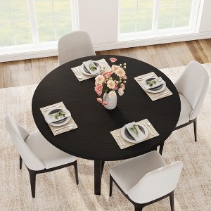 47" Round Industrial Dining Table for 4-6, Rustic Brown Wooden Kitchen Table w/ Metal Frame, 300lb Capacity - 1 of 4