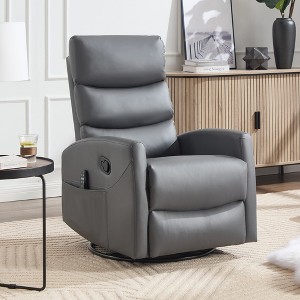 Heat Massage Manual Recliner Chair with Rocker and Swivel in Fabric for Living Room - 1 of 4